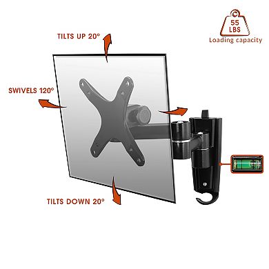 MegaMounts Full Motion Wall Mount for 13-30 in. Displays with HDMI Cable