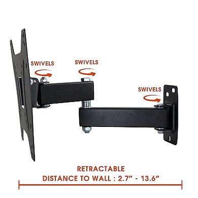 MegaMounts Full Motion, Tilt and Swivel Single Stud Wall Mount for 17- 42 Inch LCD, LED, and Plasma Screens