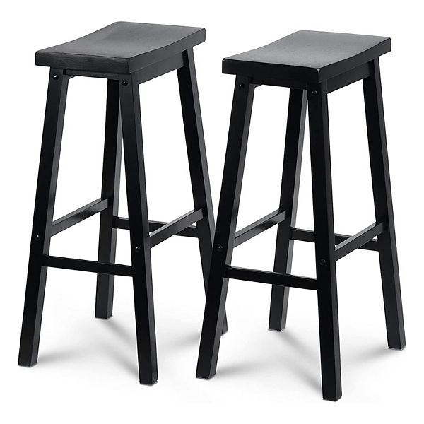 PJ Wood Classic SaddleSeat 29 Inch Tall Kitchen Counter Stools, Black
