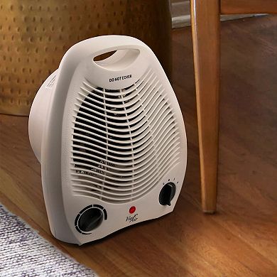 Vie Air 1500W Portable 2 Settings White Office Fan Heater with Adjustable Thermostat