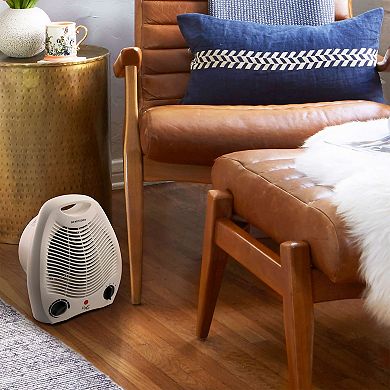 Vie Air 1500W Portable 2 Settings White Office Fan Heater with Adjustable Thermostat