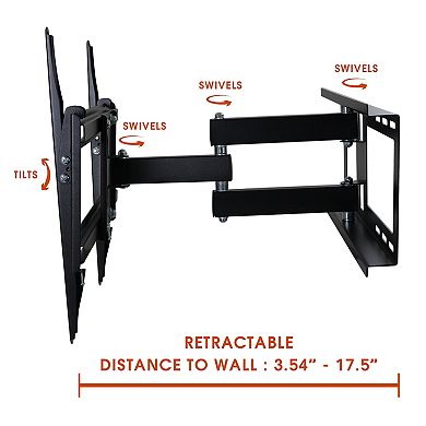 MegaMounts Full Motion Wall Mount with Bubble Level for 26 - 55 Inch LCD, LED, and Plasma Screens