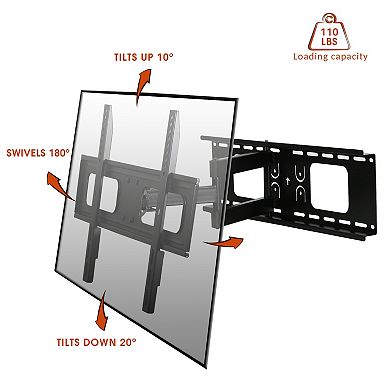 MegaMounts Full Motion Wall Mount for 32-70 Inch Displays