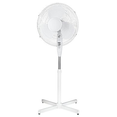 Optimus 16 in. Oscillating Stand Fan in White