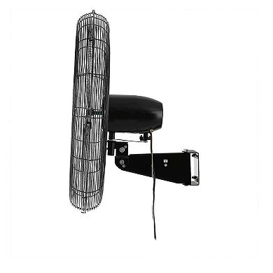 The Vie Air 30 Inch Tilting Wall Mountable Heavy Duty Commercial Strength Oscillating Fan with 3 Speed Motor in Black