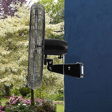 The Vie Air 30 Inch Tilting Wall Mountable Heavy Duty Commercial Strength Oscillating Fan with 3 Speed Motor in Black