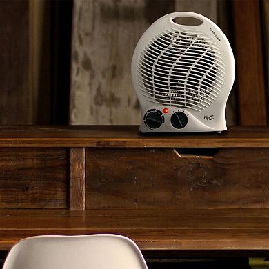 Vie Air 1500W Portable 2-Settings White Home Fan Heater with Adjustable Thermostat