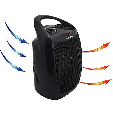 Vie Air 1500W Portable 2 Settings Black Ceramic Heater with Adjustable Thermostat