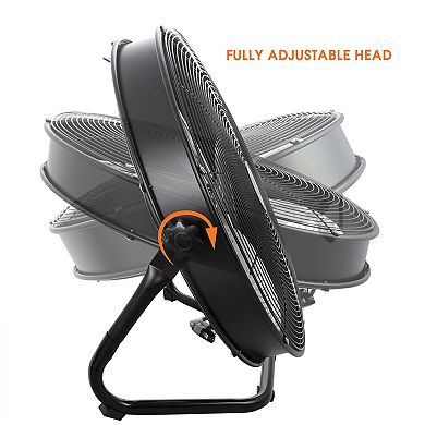 Vie Air 20 Inch 3 Speed Motor Metal Floor Drum Fan in Black