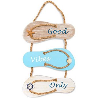 Juvale Wooden Hanging Wall Sign Beach Decor, Good Vibes Only (9 x 16 in