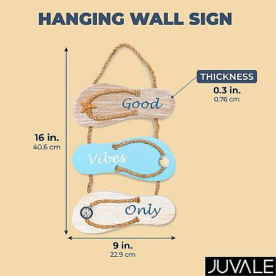 Juvale Wooden Hanging Wall Sign Beach Decor, Good Vibes Only (9 x 16 Inches)