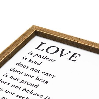 Framed Religious Scripture Wall Art, 1 Corinthians 13 4-7, Rustic Home Decorations (11.75 x 15 In)