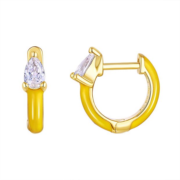 Cubic zirconia hoop on sale earrings yellow gold