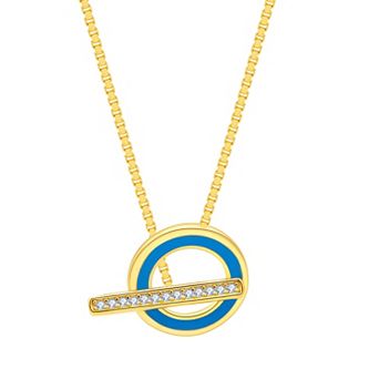 Enamorata Blue Enamel & Cubic Zirconia Toggle Necklace