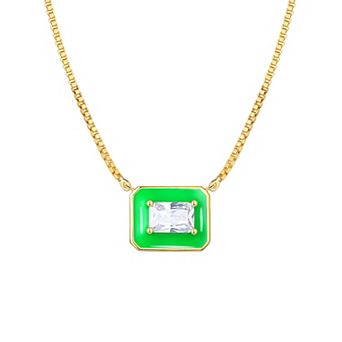 Enamorata Green Enamel & Cubic Zirconia Baguette Necklace