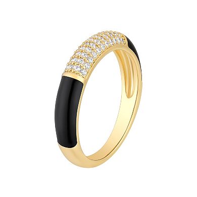 Enamorata Black Enamel & Pave Cubic Zirconia Ring