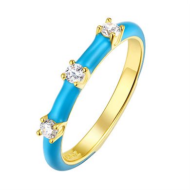 Enamorata Blue Enamel & Cubic Zirconia Ring