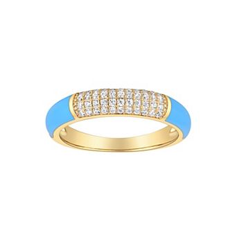 Enamorata Blue Enamel & Pave Cubic Zirconia Ring