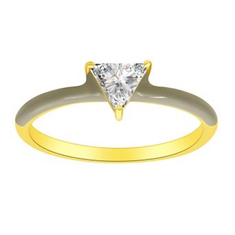Enamorata Gray Enamel & Triangle Cubic Zirconia Ring