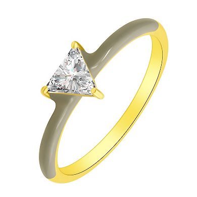 Enamorata Gray Enamel & Triangle Cubic Zirconia Ring