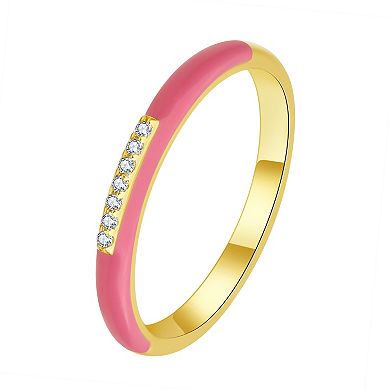 Enamorata Pink Enamel & Cubic Zirconia Ring