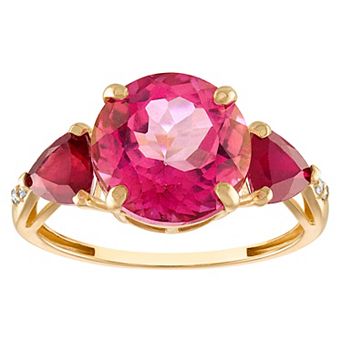 Tiara 10k Gold Pink Topaz & Diamond Accent Ring