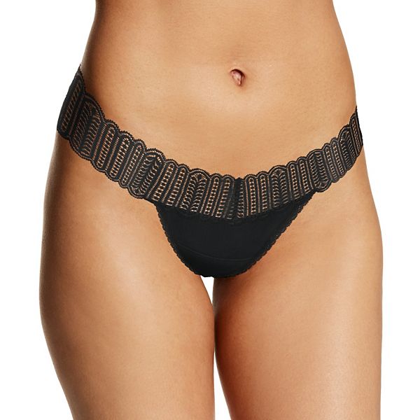 MAIDENFORM Smooth It Out High Waist Lace Black Thong Panty Womens S 5 M 6