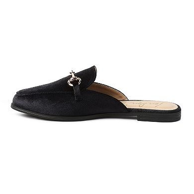 London Rag Women's Velvet Buckled Mules