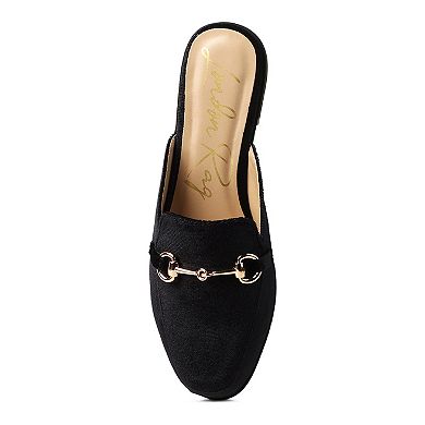 London Rag Women's Velvet Buckled Mules