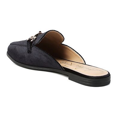 London Rag Women's Velvet Buckled Mules