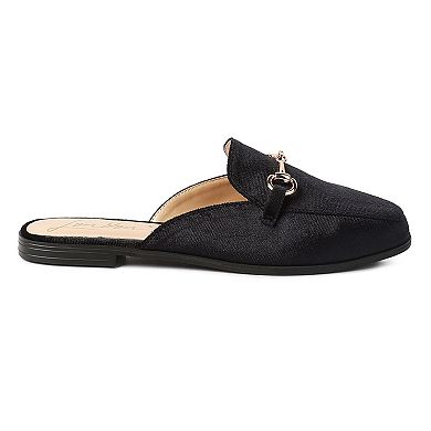 London Rag Women's Velvet Buckled Mules