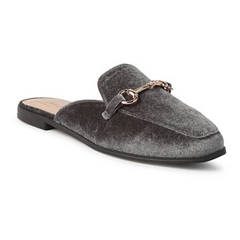 London Rag Women's Velvet Buckled Mules