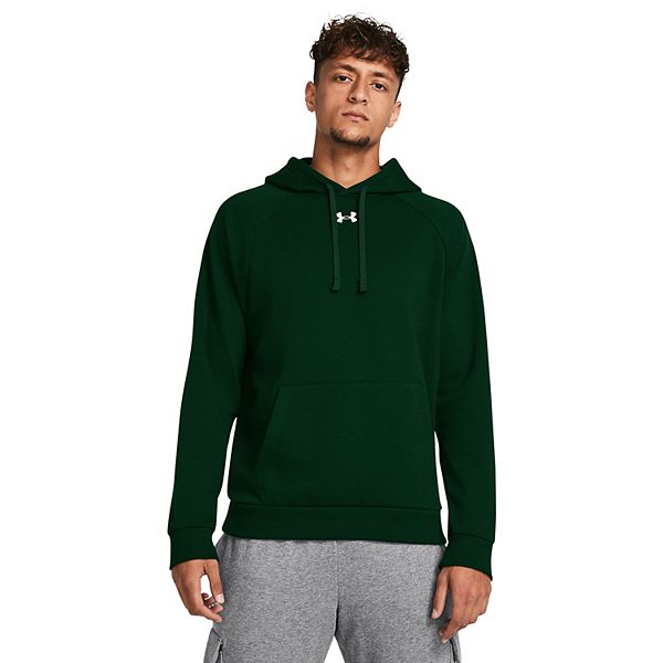 Men's Under Armour Solid Rival Fleece Hoodie - Forest Green (XL)