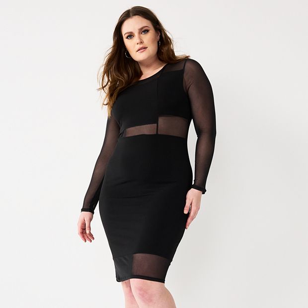 blue dress for baby girl Plus Size Rhinestone Mesh Long Sleeve Dress – 2020AVE