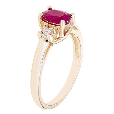 The Regal Collection 14k White Gold Ruby & 1/5 Carat T.W. Diamond 3-Stone Ring