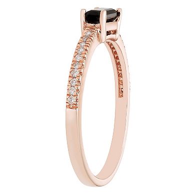 The Regal Collection 14k Gold 1/10 Carat T.W. Diamond & Black Onyx Stackable Ring