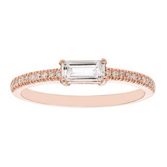 The Regal Collection 14k Gold 1/10 Carat T.W. Diamond & Lab-Created White Sapphire Stackable Ring