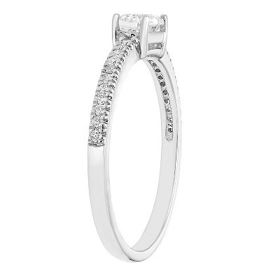 The Regal Collection 14k Gold 1/10 Carat T.W. Diamond & Lab-Created White Sapphire Stackable Ring