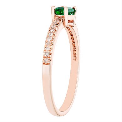 The Regal Collection 14k Gold 1/10 Carat T.W. Diamond & Lab-Created Emerald Stackable Ring