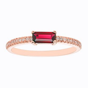 The Regal Collection 14k Gold 1/10 Carat T.W. Diamond & Lab-Created Ruby Stackable Ring