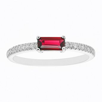 The Regal Collection 14k Gold 1/10 Carat T.W. Diamond & Lab-Created Ruby Stackable Ring