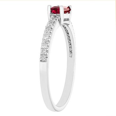 The Regal Collection 14k Gold 1/10 Carat T.W. Diamond & Lab-Created Ruby Stackable Ring