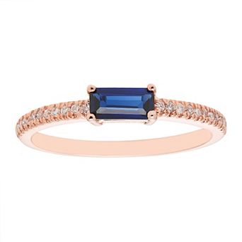 The Regal Collection 14k Gold 1/10 Carat T.W. Diamond & Lab-Created Sapphire Stackable Ring