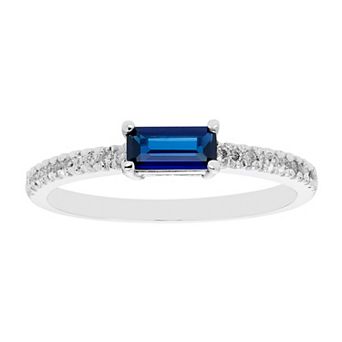 The Regal Collection 14k Gold 1/10 Carat T.W. Diamond & Lab-Created Sapphire Stackable Ring