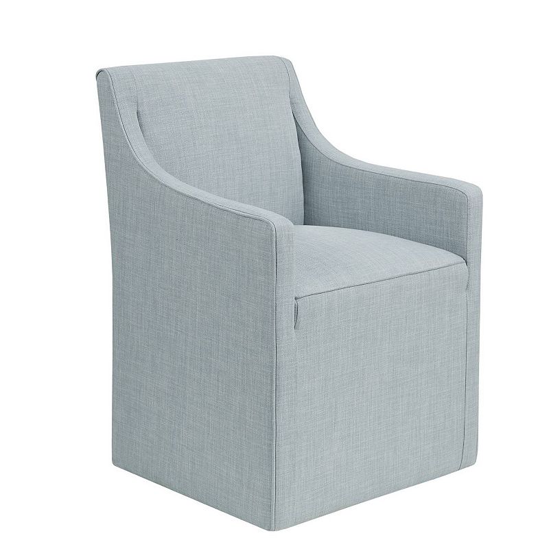 Madison Park Hamilton Slipcover Dining Arm Chair with Casters Blue: Upholstered, Polyester, Foam Fill, Wood Frame