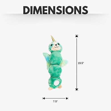 Winged Sloth Squeaker Dog Chew Toy Magical Creature Plush Dog Toy Mint