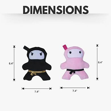 Ninja Plush Dog Chew Toy Gift Set, Plush Dog Toy Pink & Black