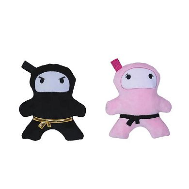 Ninja Plush Dog Chew Toy Gift Set, Plush Dog Toy Pink & Black