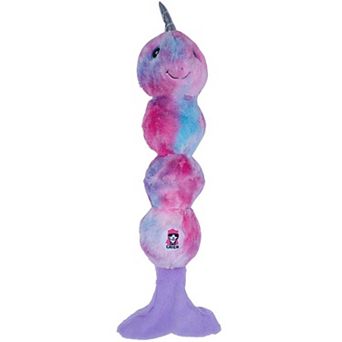 Tie Dye Narwal Skinny Squeaker Dog Chew Toy Magical Creature Plush Dog Toy