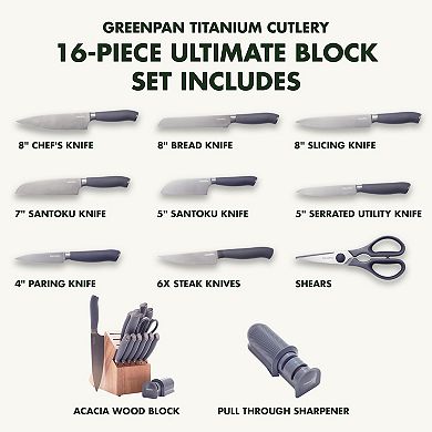 GreenPan Titanium Ultimate 16-pc. Knife Block Set